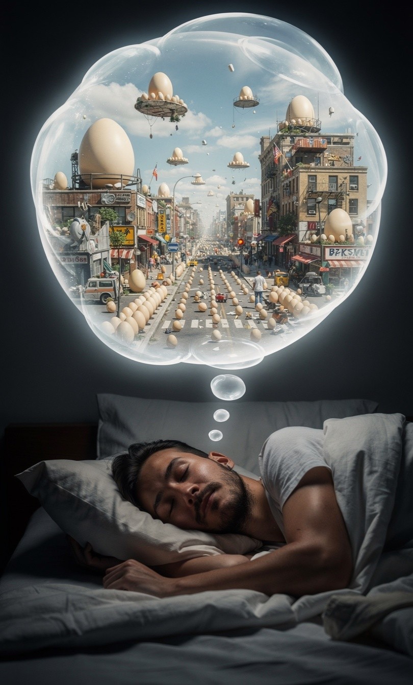 Ilustración de un huevo cósmico naciendo entre constelaciones y destellos de luz