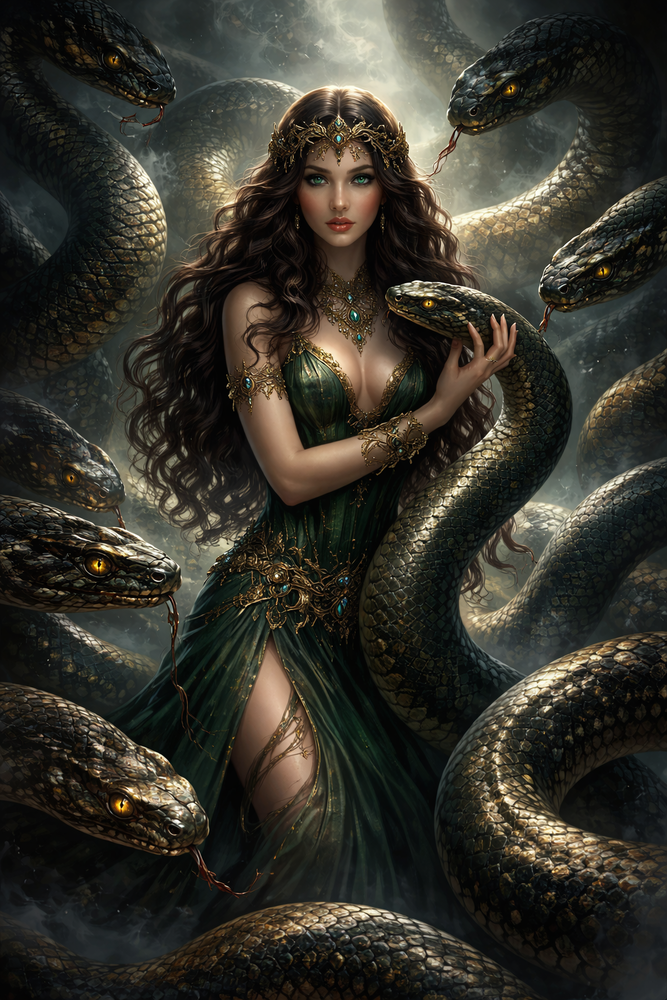 Ilustración simbólica de una serpiente en el sueño